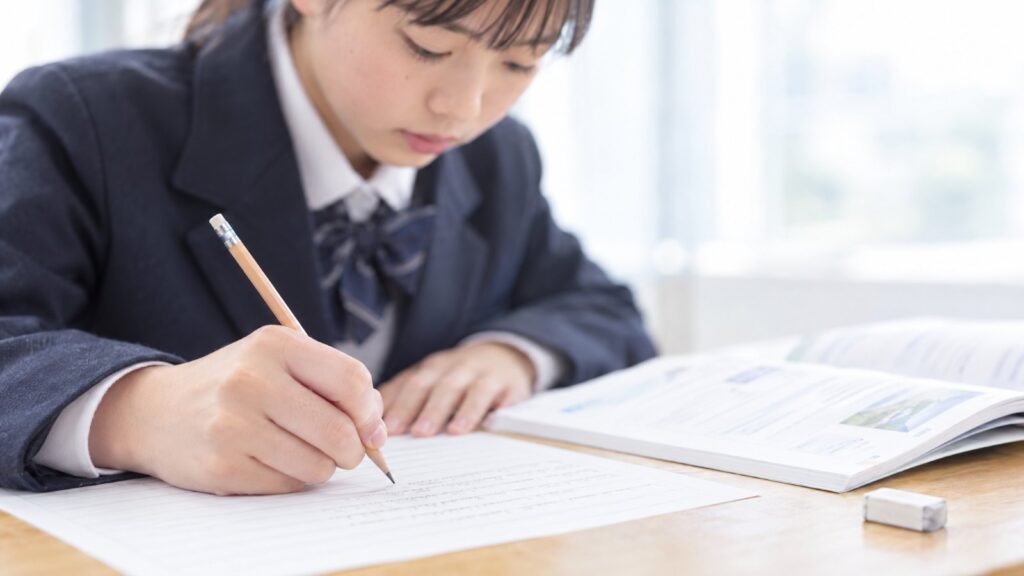 英検3級のライティング（英作文）を書く中学生｜The English Home