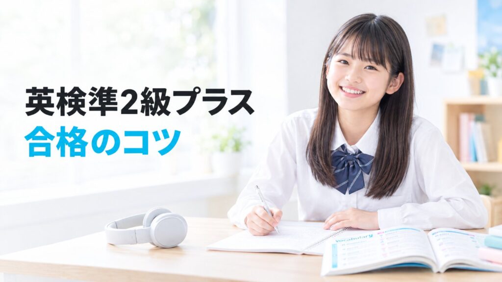 英検準2級プラス 合格のコツ|英検の勉強をする中学生